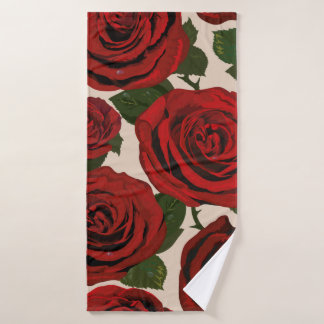 	rote Rosen. Nahtloser blumiger Hintergrund.  Badehandtuch