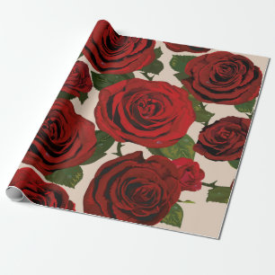 rote Rosen. Nahtloser blumiger Hintergrund. Geschenkpapier