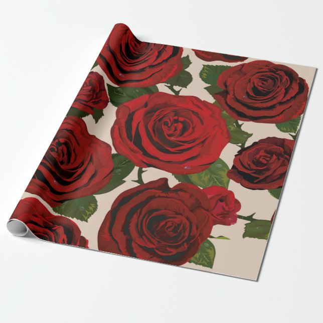 	rote Rosen. Nahtloser blumiger Hintergrund.  Geschenkpapier (Ungerollt)