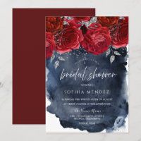 Rote Rosen Navy Watercolor Splash Brautparty