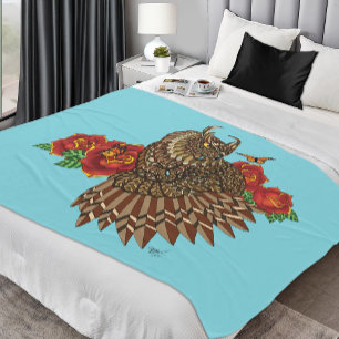 Rote Rosen Owl Blue Fleecedecke