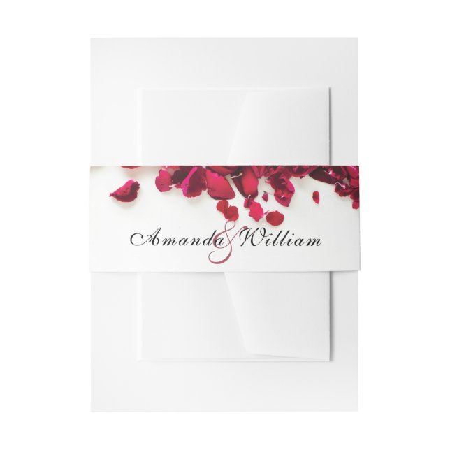 Rote Rosen Personalisiert Hochzeit Einladungsbanderole (Vorderseite Beispiel)