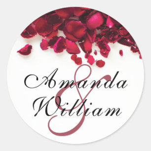 Rote Rosen Personalisiert Hochzeit Runder Aufkleber