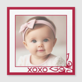 Rote Rosen Personalisiertes Baby-Foto Magnetkarte