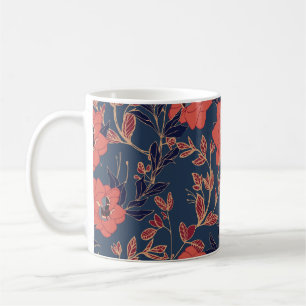 Rote Rosen Pfingstrosen Dunkler Hintergrund Kaffeetasse