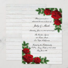 Rote Rosen & Pine Branch Weihnachtsessen Probe Abe Einladung