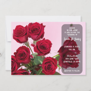 Rote Rosen Pink Romantische Bouquet Hochzeit Einladung