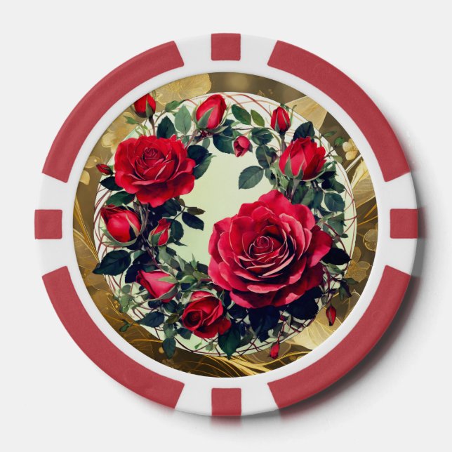 Rote Rosen Pokerchips (Vorderseite)