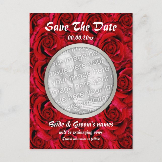 Rote Rosen Postkarten-Vorlage - anpassbar Ankündigungspostkarte (Vorderseite)
