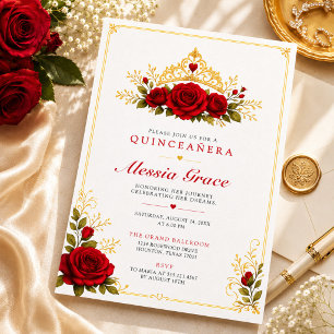 Rote Rosen Prinzessin Quinceañera Einladungsvorlag Einladung
