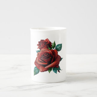 Rote Rosen Prozellantasse