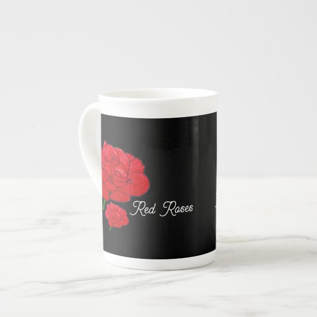 Rote Rosen  Prozellantasse (Vorderseite Links)