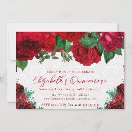 Rote Rosen Quinceanera Einladung
