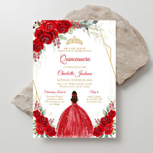 Rote Rosen Quinceanera Geburtstagseinladung Einladung