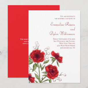 Rote Rosen Romantische Hochzeit Einladung