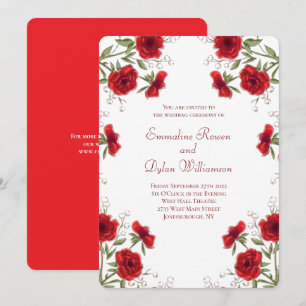 Rote Rosen Romantische Hochzeit Einladung
