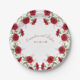 Rote Rosen Romantische Hochzeit Pappteller