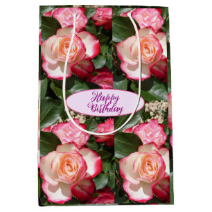 Rote Rosen Rose Weißer Blume Hütte Gartenanlage Mittlere Geschenktüte