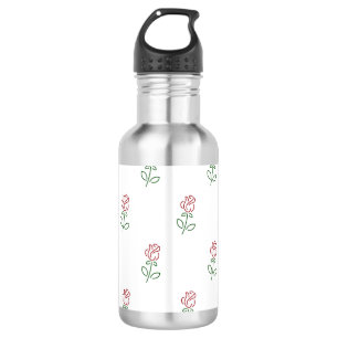 Rote Rosen, Rosenmuster, Blumen Edelstahlflasche
