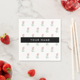 Rote Rosen, Rosenmuster, Ihr Name Serviette