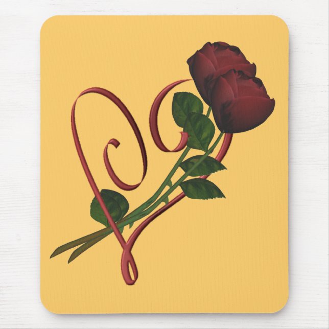 Rote Rosen Rotes Herz Blume Mousepad (Vorne)