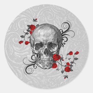 Rote Rosen Runder Aufkleber