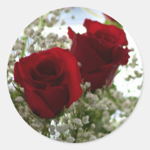 Rote Rosen Runder Aufkleber