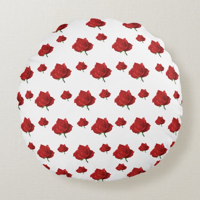 Rote Rosen Rundes Kissen (Vorderseite)
