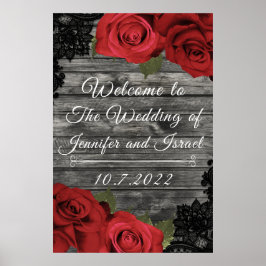 Rote Rosen Rustikales Hochzeitsszenario Poster
