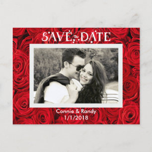 Rote Rosen Save the Date Foto Postkarte