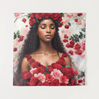 Rote Rosen Schöne Schwarze Frau Kunst