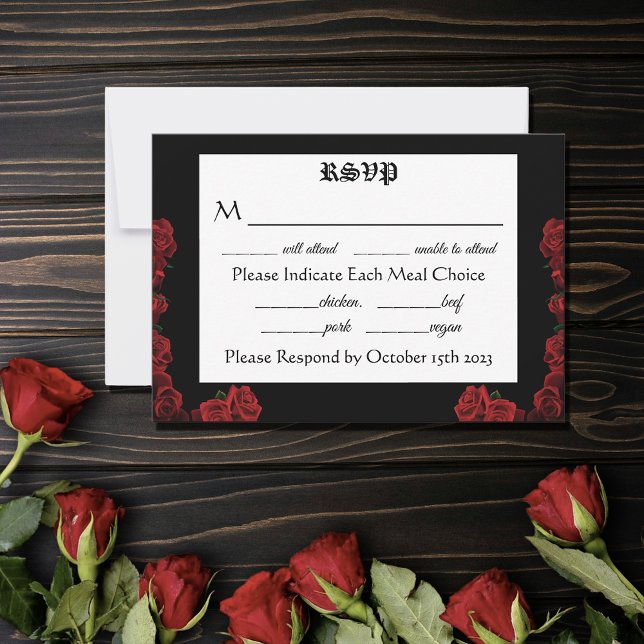 Rote Rosen Schwarz RSVP Karte (Von Creator hochgeladen)