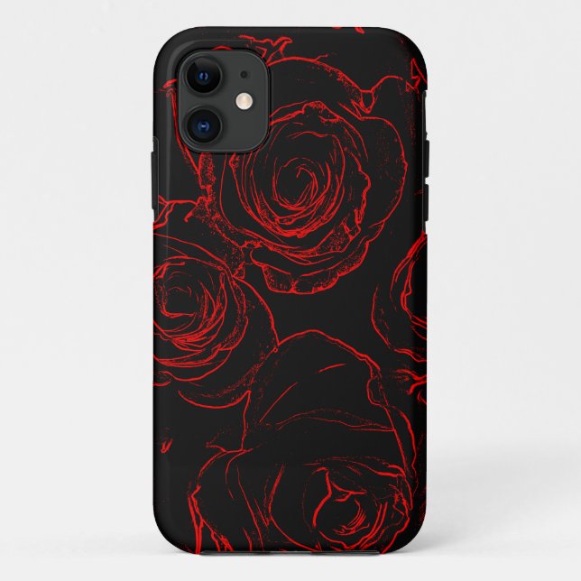 Rote Rosen Schwarzer Hintergrund Case-Mate iPhone Hülle (Rückseite)