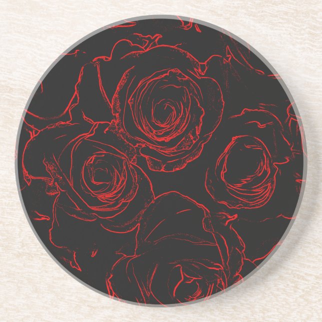 Rote Rosen Schwarzer Hintergrund Getränkeuntersetzer (Vorne)