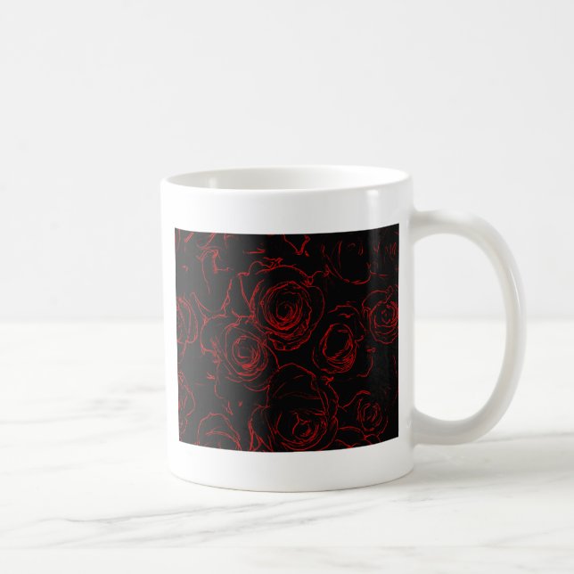 Rote Rosen Schwarzer Hintergrund Kaffeetasse (Rechts)