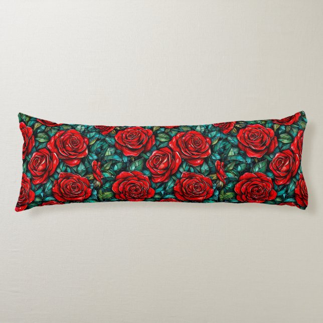 Rote Rosen Seitenschläferkissen (Vorderseite)