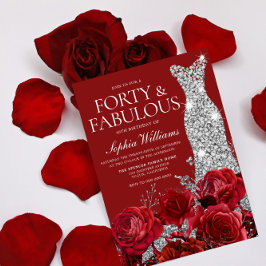 Rote Rosen Silver Diamond Gown 40. Geburtstag Part Einladung