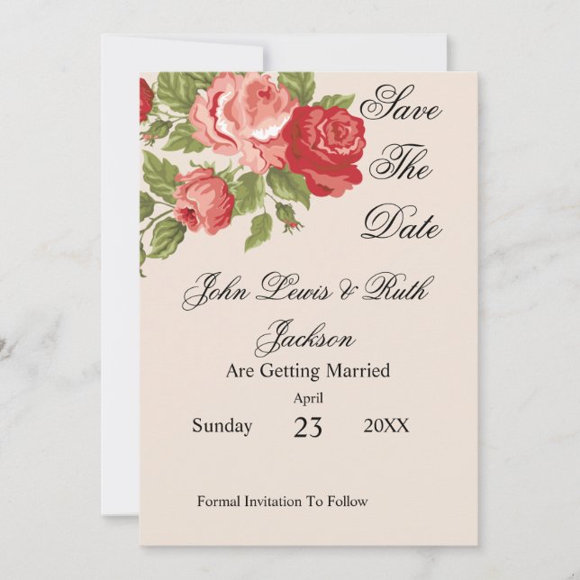 Rote Rosen Skript Speichern Sie das Datum | Elegan Save The Date (Vorderseite)