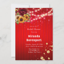 Rote Rosen Sonnenblumen Glitzer Brautparty