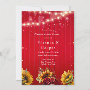 Rote Rosen Sonnenblumen Lichter Hochzeitspaare Dus Einladung