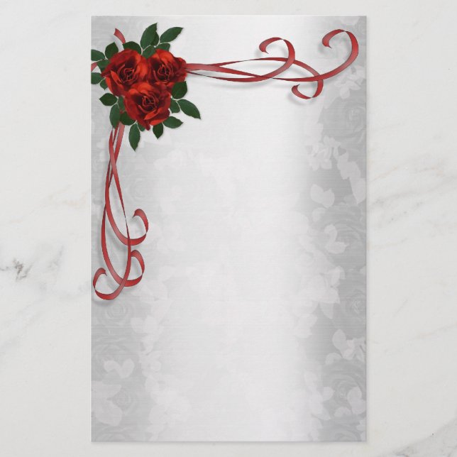 Rote Rosen Stationery Briefpapier (Vorderseite)
