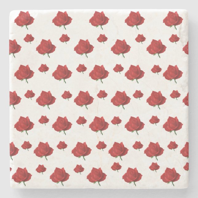 Rote Rosen Steinuntersetzer (Vorderseite)