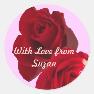 Rote Rosen-Stift Runder Aufkleber