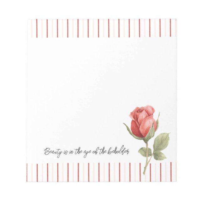 Rote Rosen Streifen Notizblock (Vorderseite)