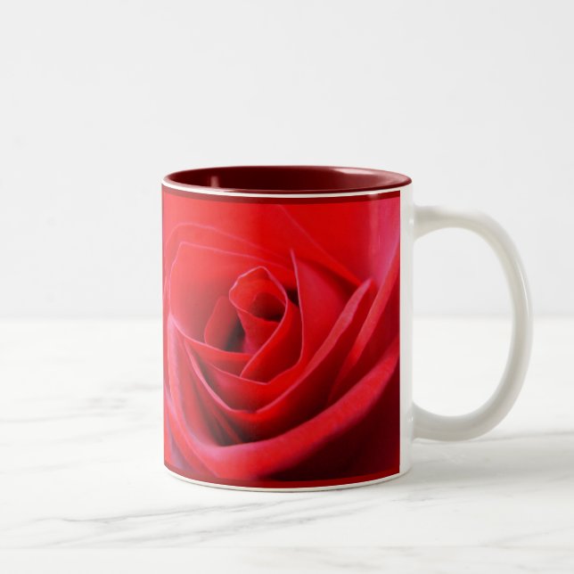 Rote Rosen Tasse Kaffee Cup Schöne Rose Dekoration (Rechts)