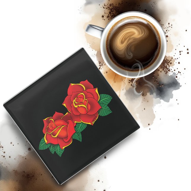Rote Rosen Tattoo Glasuntersetzer (Von Creator hochgeladen)