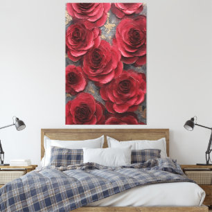 Rote Rosen-Textur Abstrakte Wandkunst Leinwanddruck