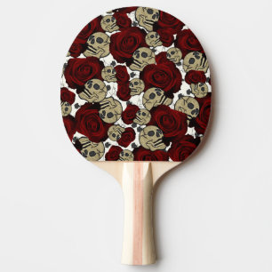 Rote Rosen & Totenköpfe schwarze Blumen Gothic Wei Tischtennis Schläger
