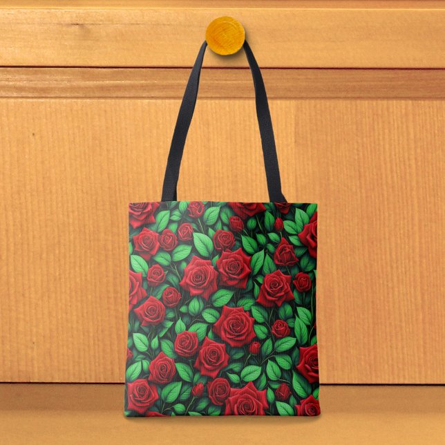 Rote Rosen-Tragetasche Tasche (Tote bag with red roses)
