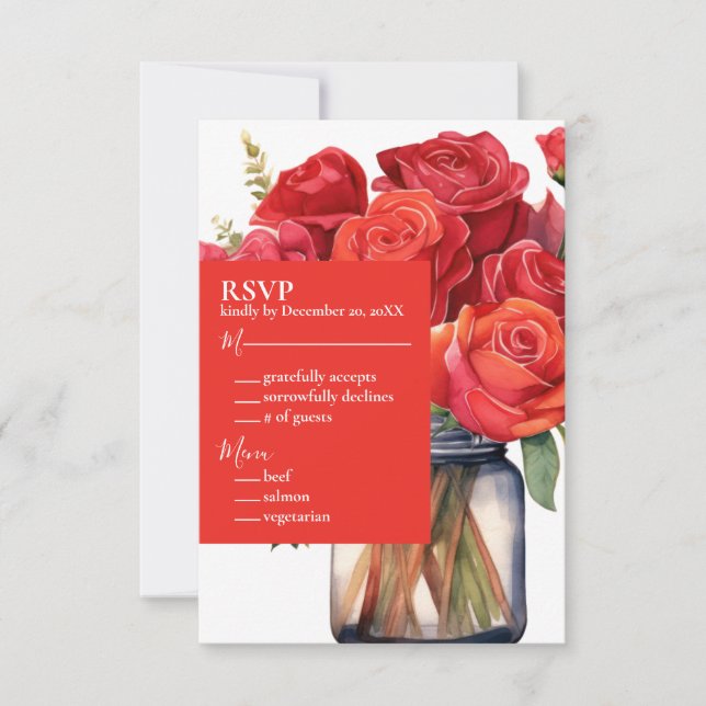 Rote Rosen UAWG-Antwortkarte RSVP Karte (Vorderseite)